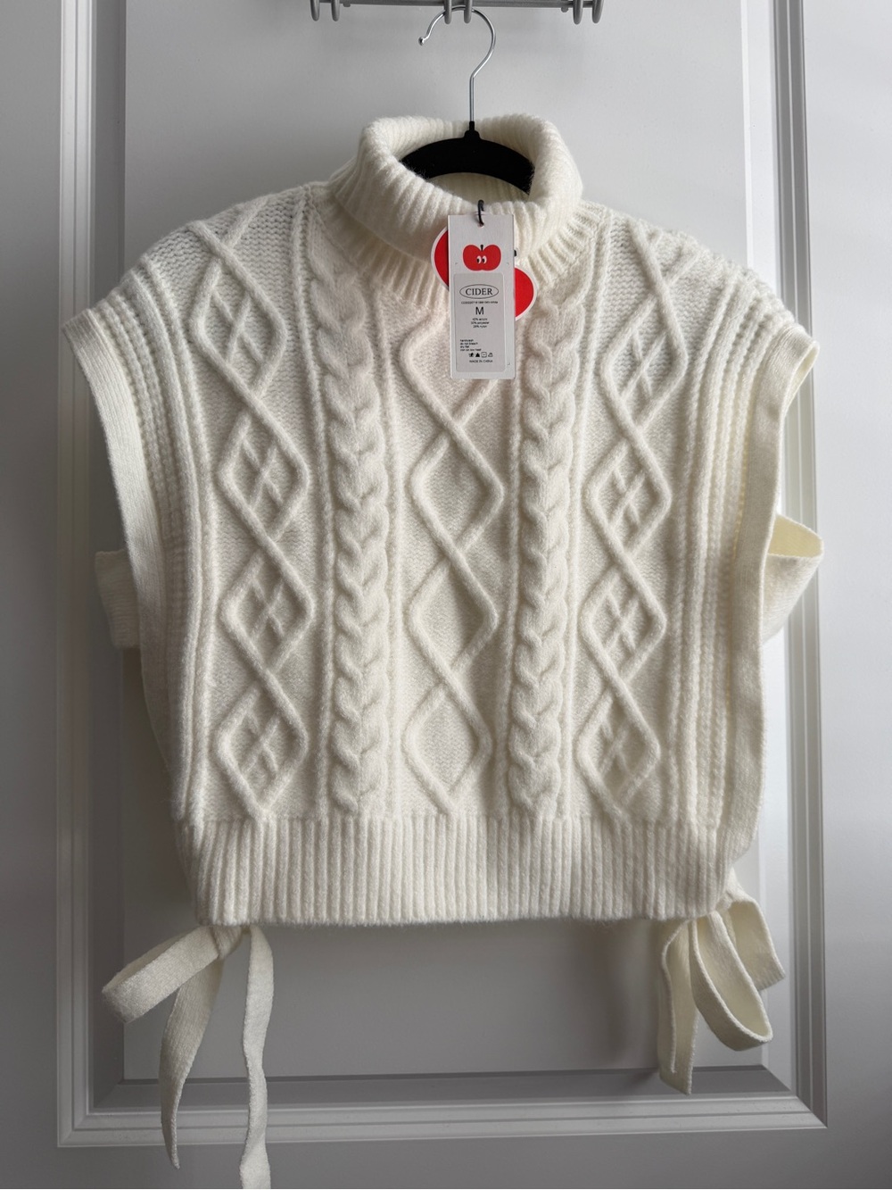 Cider Cream Cable Knit Turtleneck Sweater Vest